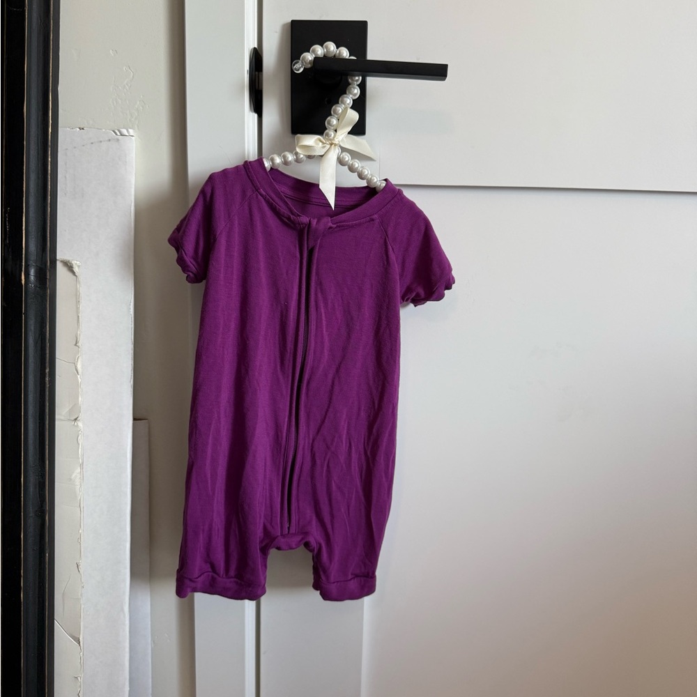 Little Sleepies Purple Baby Romper with Front Zipper